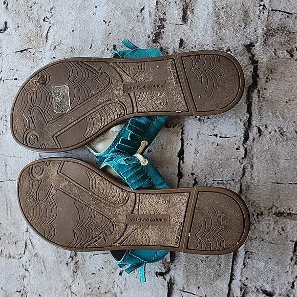 Montego Bay Club Teal & White Tassle Sandals - BoatShoe style sz 9 - Picture 3 of 3